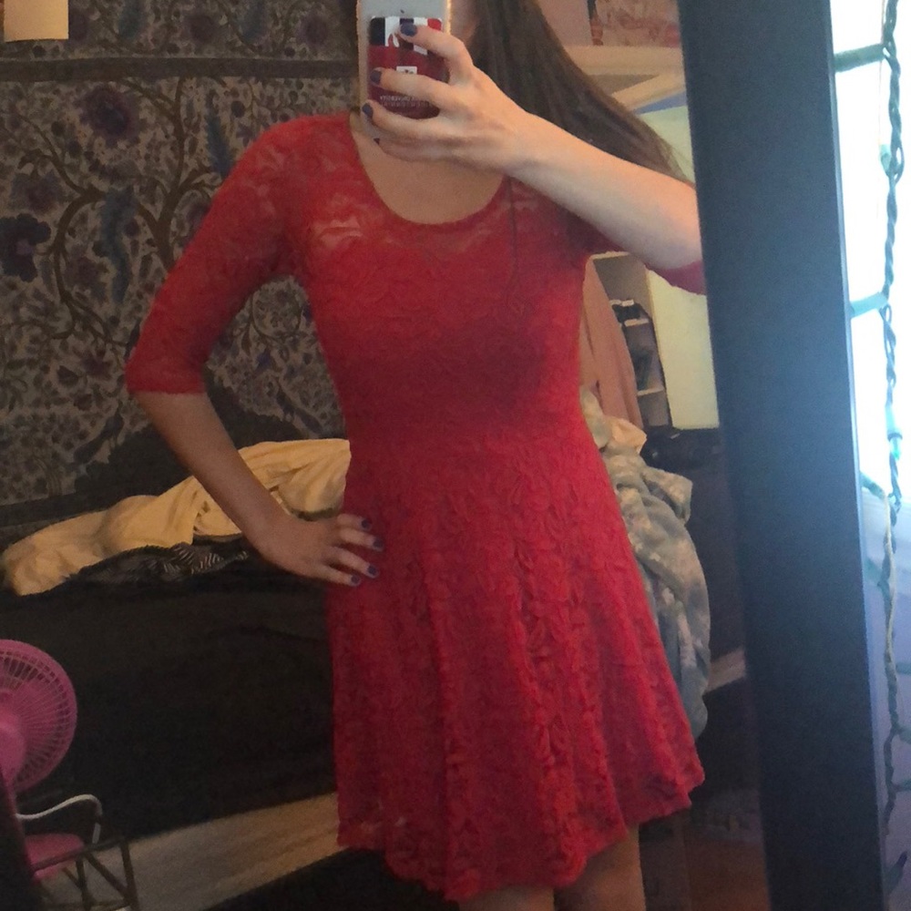Red lace dress